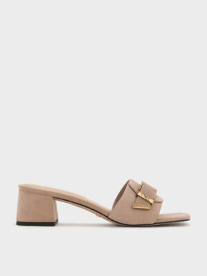 Charles & Keith - Whitney Suede & Leather Heeled Mules