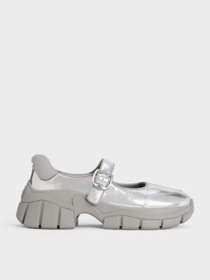 Charles & Keith - Yunna Metallic Leather Mary Jane Sneakers