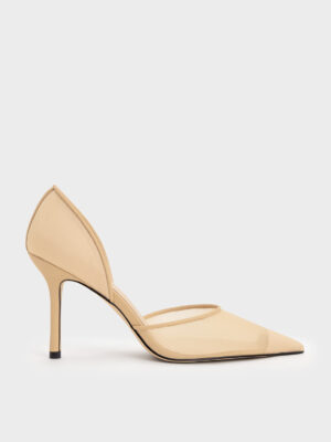 Charles & Keith - Mesh Pointed-Toe D'Orsay Pumps
