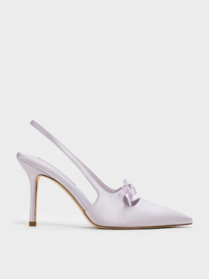 Charles & Keith - Venetia Satin Bow Pointed Slingback Pumps