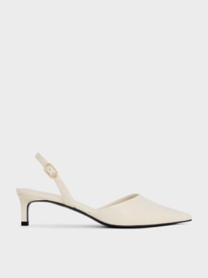 Charles & Keith - Patent Pointed Slingback Kitten Heels