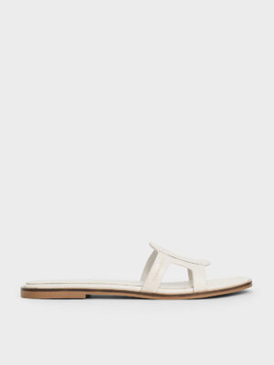 Charles & Keith - Easley Croc-Effect Cut-Out Slide Sandals