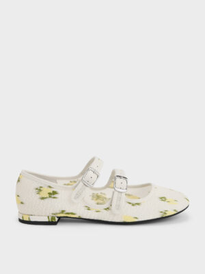 Charles & Keith - Mesh Floral Mary Jane Flats