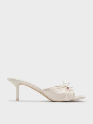 Charles & Keith - Sadira Satin Ruched Bow Heeled Mules