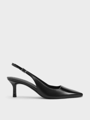 Charles & Keith - Pointed-Toe Kitten-Heel Slingback Pumps