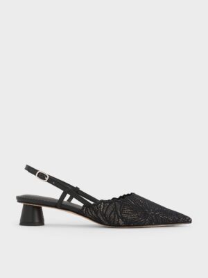 Charles & Keith - Meja Floral-Crochet Slingback Pumps