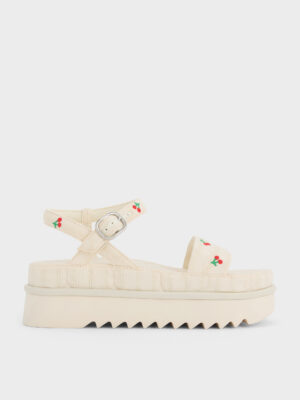 Charles & Keith - Cherry-Print Flatform Sandals