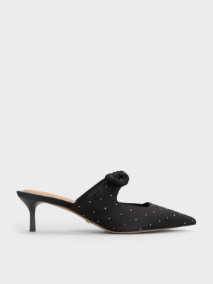 Charles & Keith - Jayce Dotted Knot-Bow Kitten-Heel Mules