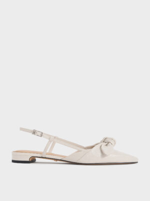 Charles & Keith - Jayce Leather Knot-Bow Slingback Flats