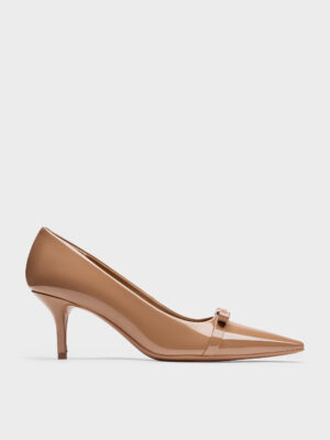 Charles & Keith - Dorian Patent Bow Pointed Stiletto Pumps