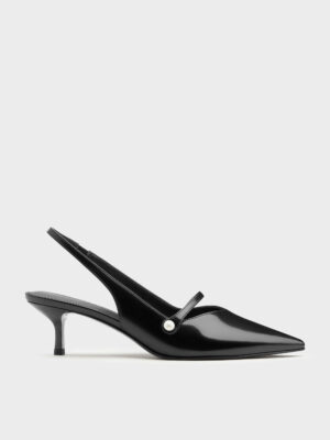 Charles & Keith - Helena Pearl Slingback Kitten Heels