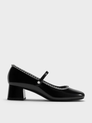 Charles & Keith - Braided-Chain Block-Heel Mary Jane Pumps