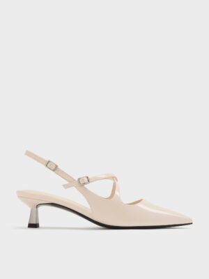 Charles & Keith - Pauline Patent Crossover Kitten Heels