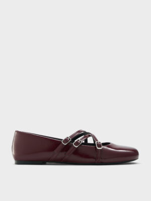 Charles & Keith - Patent Triple-Strap Crossover Mary Jane Flats