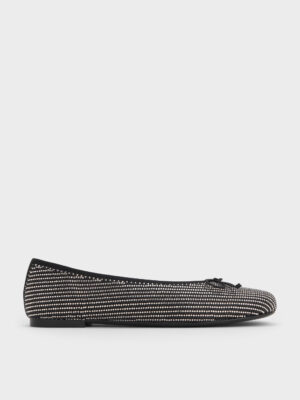 Charles & Keith - Satin Crystal Bow Ballet Flats