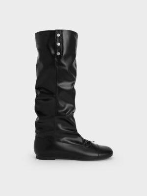 Charles & Keith - Gael Studded Slouchy Knee-High Boots