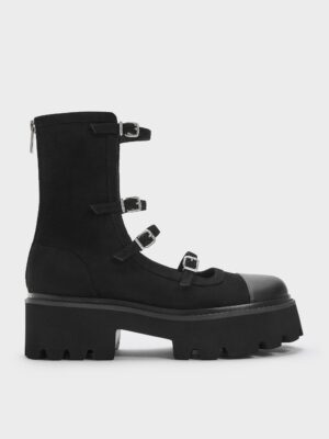 Charles & Keith - Celia Faux Suede Multi-Strap Calf Boots