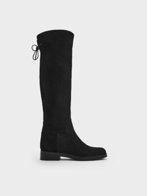 Charles & Keith - Faux Suede Fold-Over Thigh-High Boots
