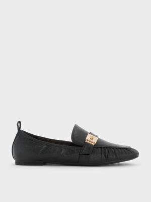Charles & Keith - Cody Leather Ruched Loafers