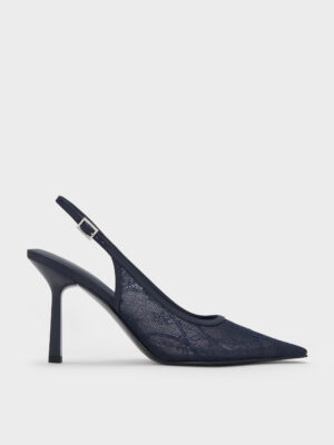 Charles & Keith - Lace & Satin Slingback Pumps