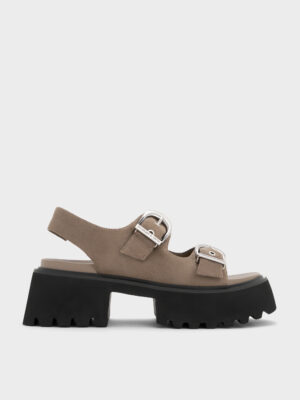 Charles & Keith - Nadine Faux Suede Slingback Platform Sandals