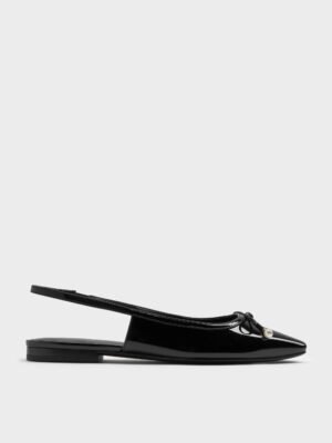 Charles & Keith - Barbara Patent Pearl-Bow Slingback Flats