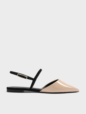 Charles & Keith - Luciana Patent Faux Suede Pointed Slingback Flats