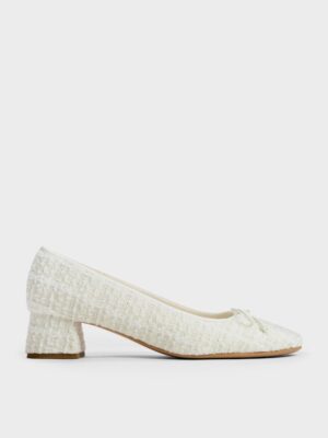 Charles & Keith - Tweed Bow Ballet Pumps