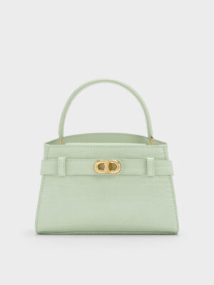Charles & Keith - Aubrielle Croc-Effect Belted Top Handle Bag