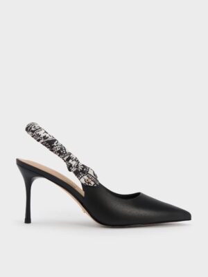 Charles & Keith - Tayari Leather Scarf-Strap Slingback Pumps