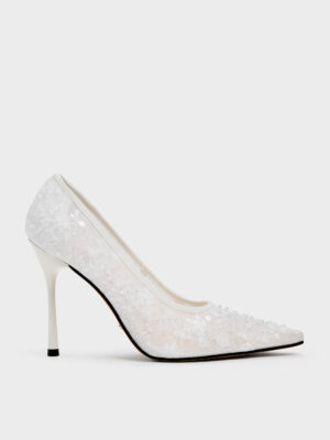 Charles & Keith - Kyra Embroidered-Mesh Stiletto Pumps