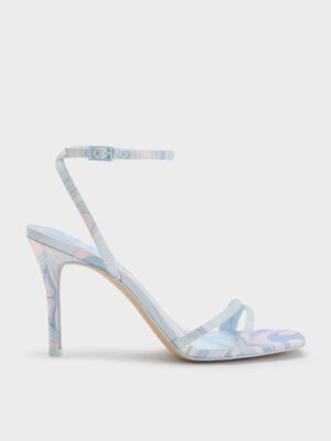 Charles & Keith - Swirl-Print Ankle-Strap Heels