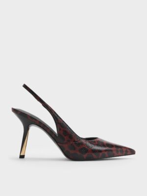 Charles & Keith - Taylen Leopard-Print Slingback Pumps