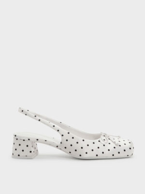 Charles & Keith - Sadira Satin Polka-Dot Slingback Pumps