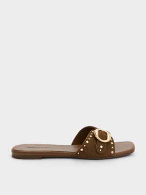 Charles & Keith - Studded Buckled Slide Sandals