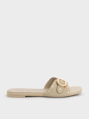 Charles & Keith - Studded Buckled Slide Sandals