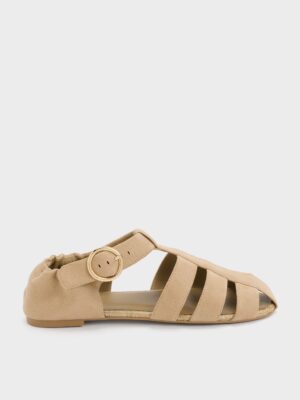 Charles & Keith - Faux Suede Caged Flat Espadrilles