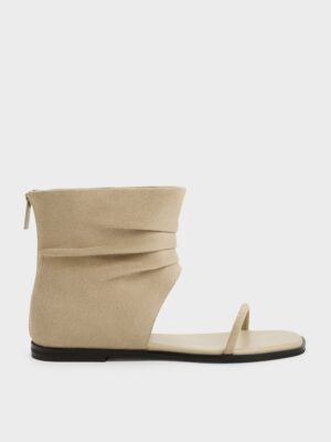 Charles & Keith - Joplin Ruched Faux Suede Boot Sandals