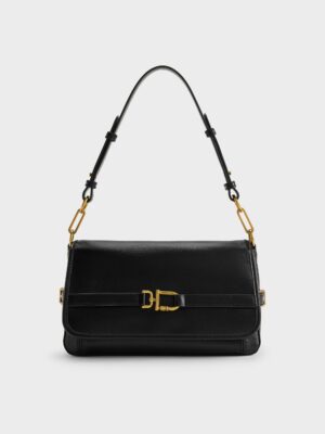 Charles & Keith - Gwynne Metallic-Buckle Belted Shoulder Bag