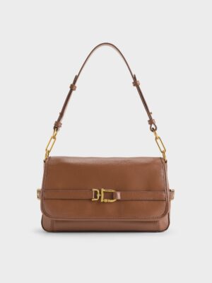 Charles & Keith - Gwynne Metallic-Buckle Belted Shoulder Bag