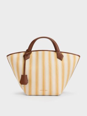 Charles & Keith - Large Ivanna Canvas Striped Tote Bag