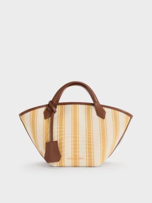 Charles & Keith - Mini Ivanna Canvas Striped Tote Bag