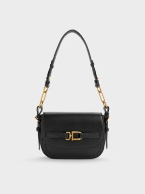 Charles & Keith - Gwynne Metallic-Accent Saddle Bag