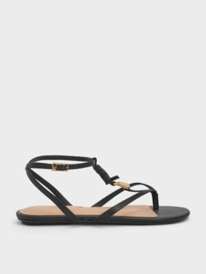 Charles & Keith - Adema Leather Strappy Thong Sandals