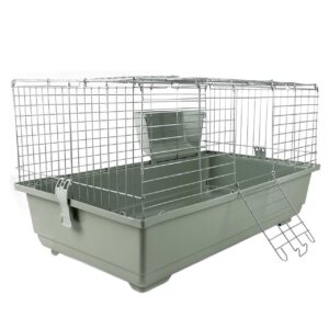 Rabbit & Guinea Pig Cage 100cm - Silver/Beige with Hayrack | Little Friends