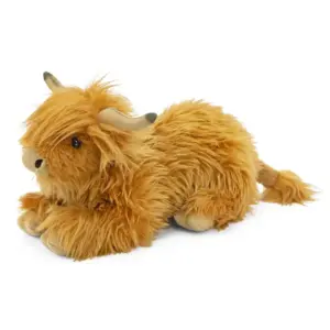 Living Nature AN777 Highland Cow Tan Lying Plush Soft Toy