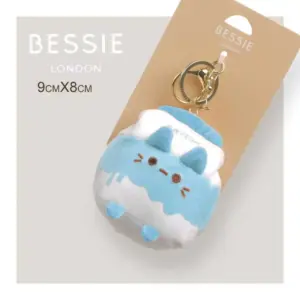 Bessie London CM142 GREY Milk Kitty Plush Bag Charm Accessory