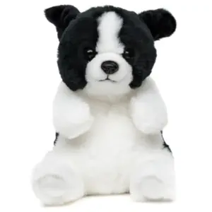 Uni Toys Q20502-BO/Q20532A Border Collie Kawaii-Style Sitting 17cm Dog Plush Toy