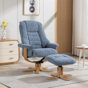 Sardinia Soft Fabric Recliner Chair - Chacha Ocean / Free Footstool