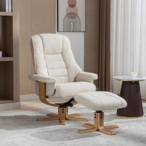 Sardinia Soft Fabric Recliner Chair - Hessian / Free Footstool